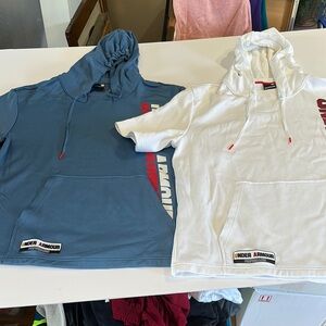 2 Under Armour Blue and White short sleeve hoodies